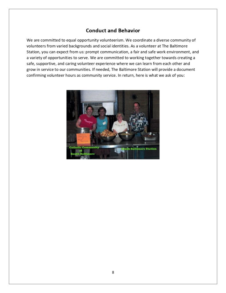 Volunteer handbook, page 8