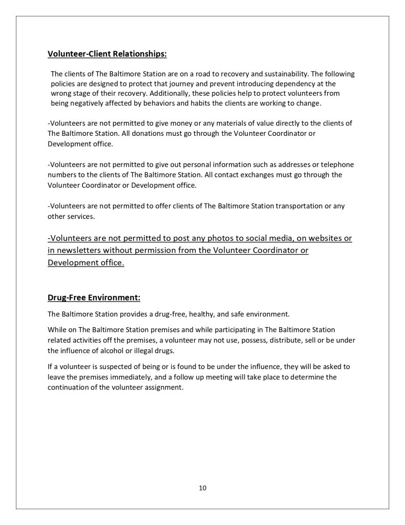 Volunteer handbook, page 10
