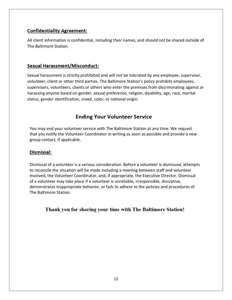 Volunteer handbook, page 12
