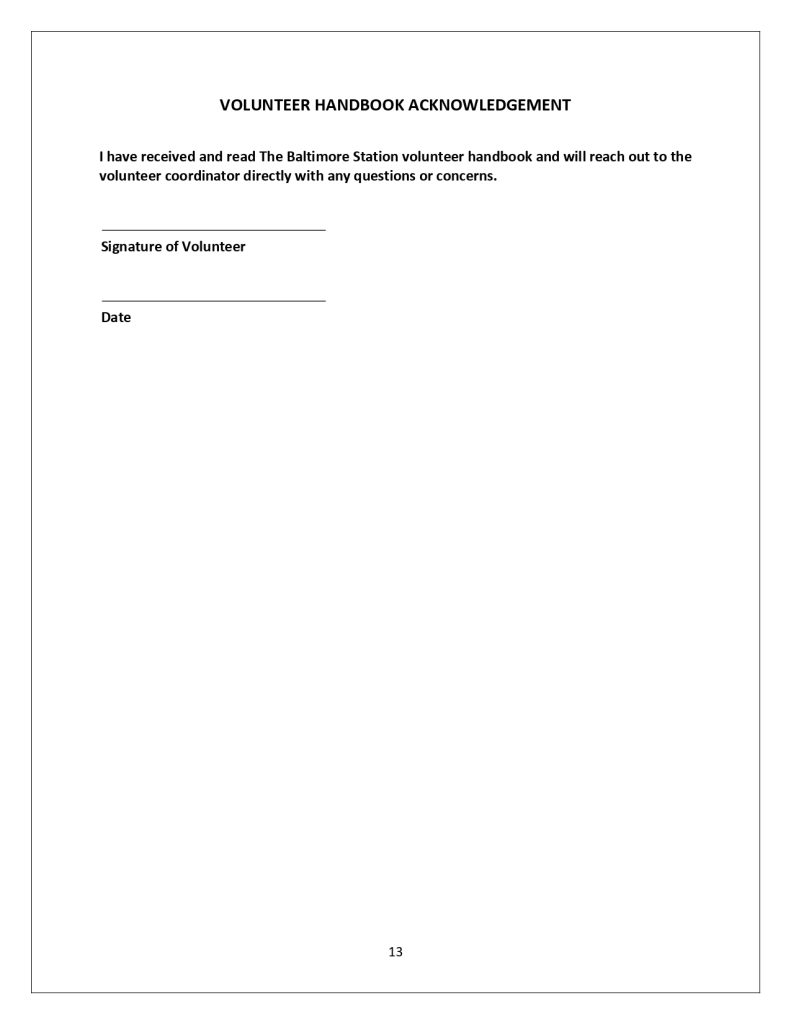 Volunteer handbook, page 13