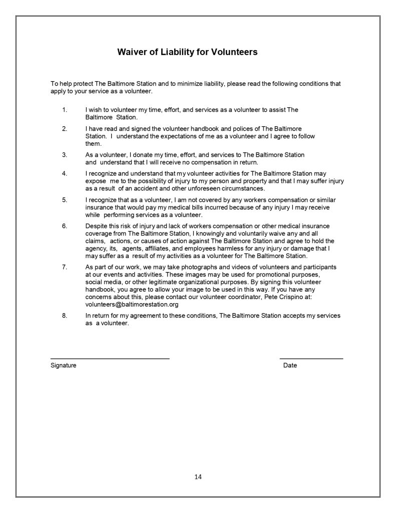 Volunteer handbook, page 14