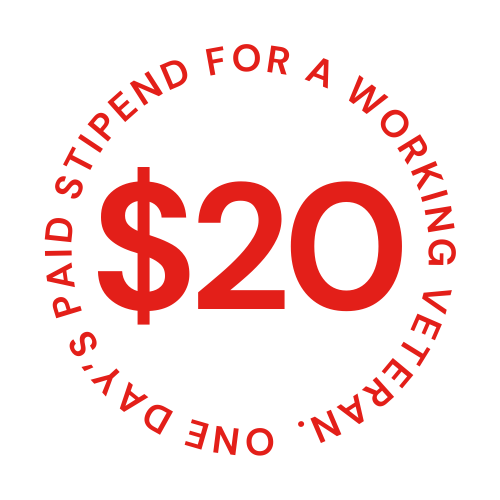 Work Works — $20 provides a full day’s paid stipend for a working veteran