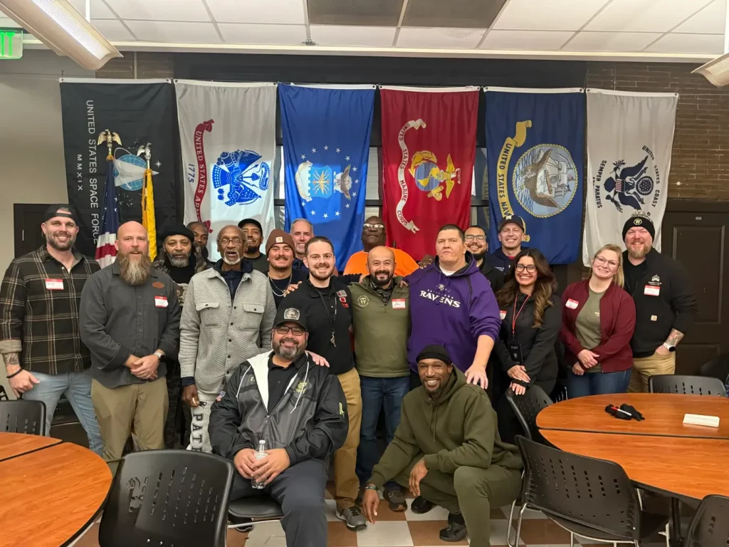 Staff, volunteers and veterans gathered at The Baltimore Station