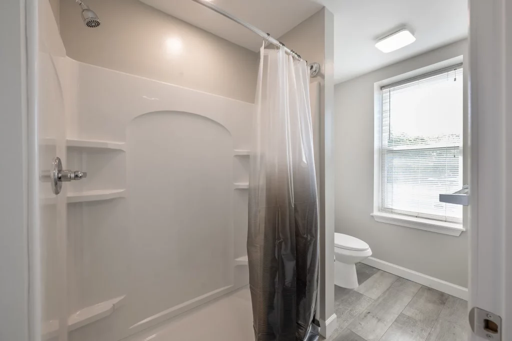 A private bathroom in the Women Veterans Transitional Housing home