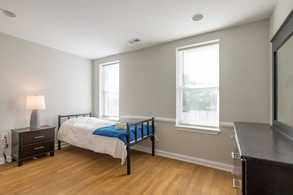 A private bedroom in the Women Veterans Transitional Housing home