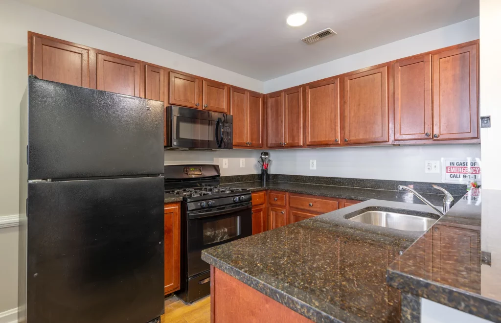 The shared kitchen in the Women Veterans Transitional Housing home
